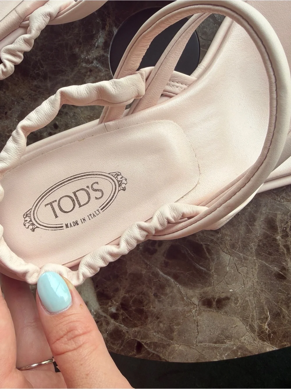 Tod’s Pink Leather Slingback Kitten Heel Sandals 39.5